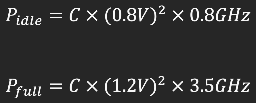 Formula: power consumption Idle state and full load